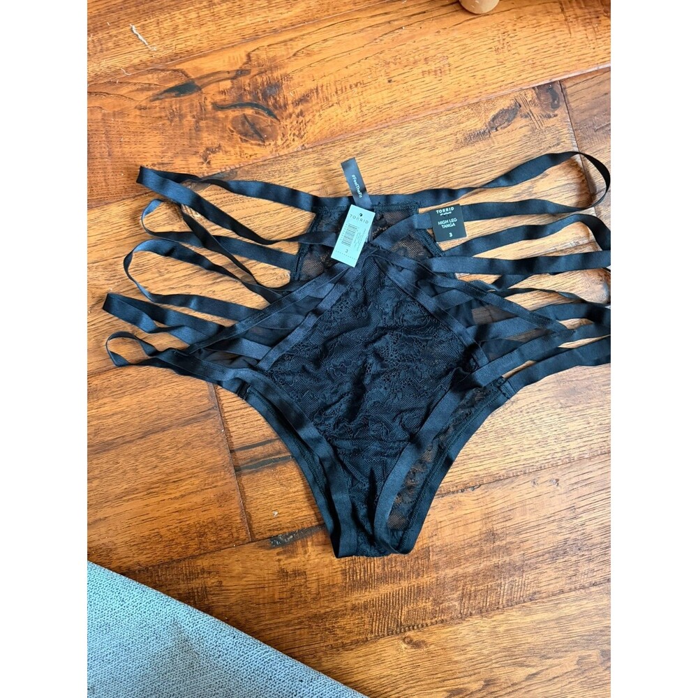 Torrid New With Tags Multi-Strap High Leg Tanga Panty Black Size 3 Plus